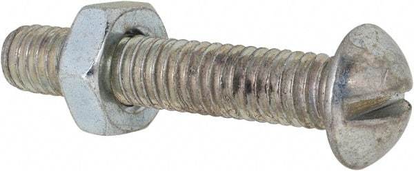 Value Collection - 5/16-18 UNC, 1-3/4" Length Under Head Slotted Drive Machine Screw - Round Head, Grade 2 Steel, Zinc-Plated Finish, Without Washer - Eagle Tool & Supply