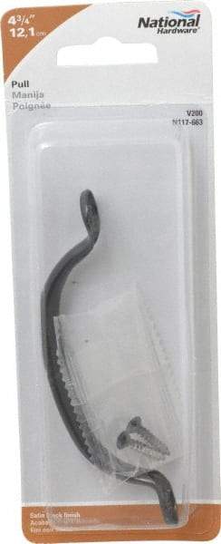 National Mfg. - 4.777" Long x 0.7" Wide x 1.005" High, Utility Pull - Black Coated, Steel, 4.153" Center to Center - Eagle Tool & Supply
