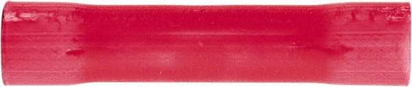 3M - 22 to 18 AWG Compatible, Vinyl Fully Insulated, Crimp-On Butt Splice Terminal - 2 Wire Entries, 1" OAL, Red - Eagle Tool & Supply