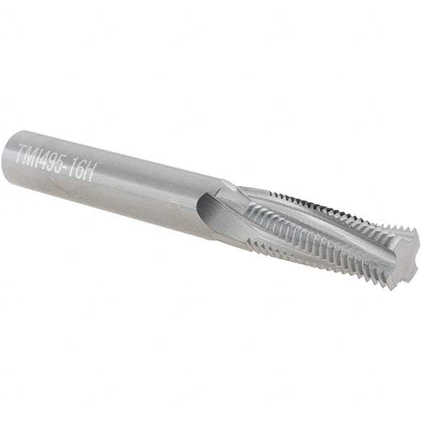 Scientific Cutting Tools - 3/4-16 UNF, 0.495" Cutting Diam, 4 Flute, Solid Carbide Helical Flute Thread Mill - Internal Thread, 1.338" LOC, 4" OAL, 1/2" Shank Diam - Eagle Tool & Supply