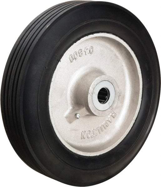 Hamilton - 12 Inch Diameter x 2-3/4 Inch Wide, Rubber on Aluminum Caster Wheel - 800 Lb. Capacity, 3-1/4 Inch Hub Length, 1-1/4 Inch Axle Diameter, Straight Roller Bearing - Eagle Tool & Supply