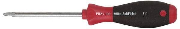Wiha - #2, Round Shaft Phillips Screwdriver - 8" Blade Length, Ergonomic Handle - Eagle Tool & Supply