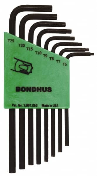 Bondhus - 8 Piece T6 to T25 L-Key Long Arm Torx Key Set - Eagle Tool & Supply