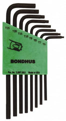 Bondhus - 8 Piece T6 to T25 L-Key Long Arm Torx Key Set - Eagle Tool & Supply