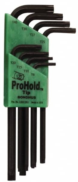 Bondhus - 8 Piece T9 to T40 L-Key Long Arm Torx Key Set - Eagle Tool & Supply