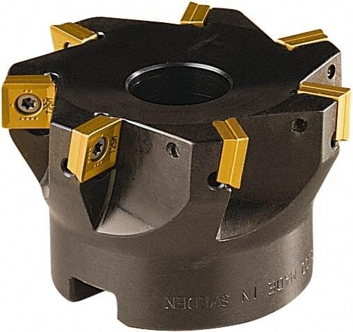 Seco - 6 Inserts, 50mm Cut Diam, 22mm Arbor Diam, 8mm Max Depth of Cut, Indexable Square-Shoulder Face Mill - 90° Lead Angle, 40mm High, SONX 09T3 Insert Compatibility, Series Mini Square - Eagle Tool & Supply