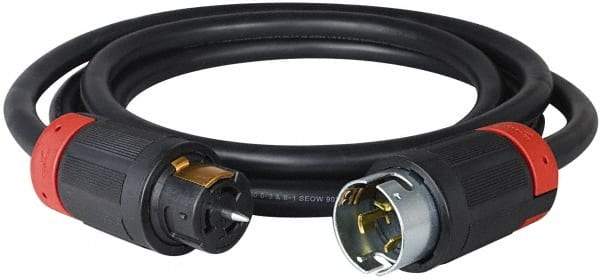 Cooper Wiring Devices - 50', 6/4 Gauge/Conductors, Black Industrial Extension Cord - 1 Receptacle, 50 Amps, 125/250 VAC, UL SOOW, NEMA 14-30R - Eagle Tool & Supply