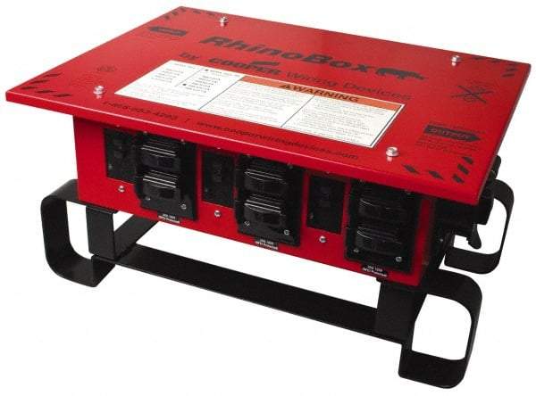Cooper Wiring Devices - 8 Outlet, 125/240 Volt, 50 Amp Rating, Stand Alone Unit, Automatic, Industrial Distribution Center - Reinforced Metal Housing, 3 Front Outlets, Power Distribution Center with GFCI Protection - Eagle Tool & Supply
