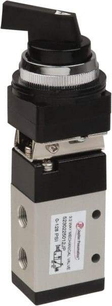 Value Collection - 1/8" NPT Mechanically Operated Air Valve - 3 Way, 2 Position, Long Selector/Manual, 0.76 CV Rate & 127.98 Max psi - Eagle Tool & Supply