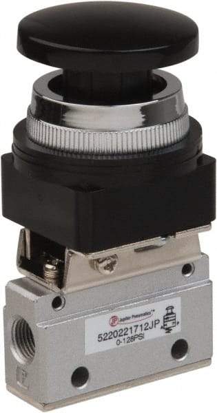 Value Collection - 1/8" NPT Mechanically Operated Air Valve - 2-Way, 2 Position, Palm Button/Spring, 0.1 CV Rate & 127.98 Max psi - Eagle Tool & Supply