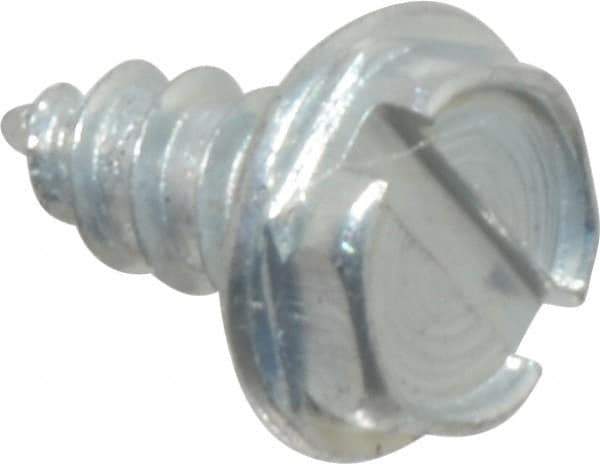 Value Collection - #4 Hex Washer Head Slotted Sheet Metal Screw - Steel, 1/4" Length Under Head, AISI 1016, ASME B18.6.3, ASME B18.6.4 & SAE J933, Grade 1016-1024 - Eagle Tool & Supply