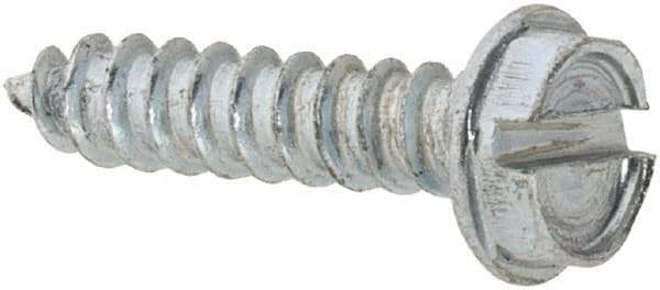 Value Collection - #4 Hex Washer Head Slotted Sheet Metal Screw - Steel, 1/2" Length Under Head, AISI 1016, ASME B18.6.3, ASME B18.6.4 & SAE J933, Grade 1016-1024 - Eagle Tool & Supply