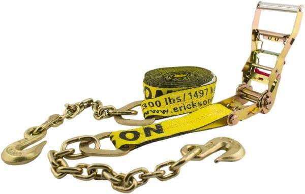 Erickson Manufacturing - 30' Long x 2" Wide, 10,000 Lb Basket Capacity, Polyester & Steel Web Sling - Yellow - Eagle Tool & Supply