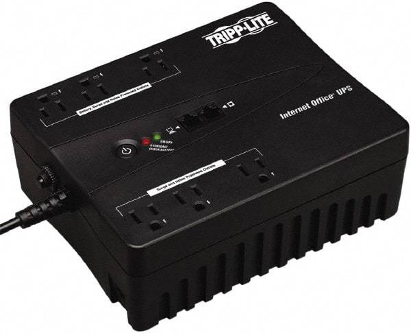 Tripp-Lite - 15 Amp, 350 VA, Flat Pack Mount Standby Backup Uninterruptible Power Supply - Backup 3 min with Full Load & 10 min with Half Load, 120 VAC Input & Output, 180 Watt Output, 1 Phases, 6 Outlets - Eagle Tool & Supply