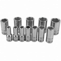 SK - 1/4" Drive Semi-Deep Socket Set - 5 to 15mm, Metric Measurement Standard - Eagle Tool & Supply