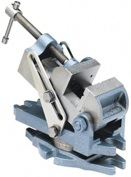 Palmgren - 2-7/8" Jaw Width, 2-1/2" Jaw Opening Capacity, Angle Stationary Machine Vise - Manual Operation, 1 Station, 9" Long x 3-7/8" High x 1-1/2" Deep, 30,000 psi Max Clamp Force, Cast Iron - Eagle Tool & Supply
