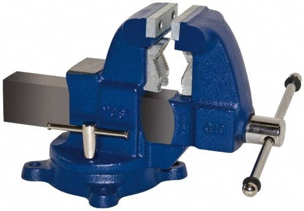 Yost Vises - 6" Jaw Width x 10" Jaw Opening Capacity, 7-1/2" Throat Depth, Bench & Pipe Combination Vise - 1/4 to 6" Pipe Capacity, Swivel Base, Bolt Down Attachment, Ductile Iron - Eagle Tool & Supply
