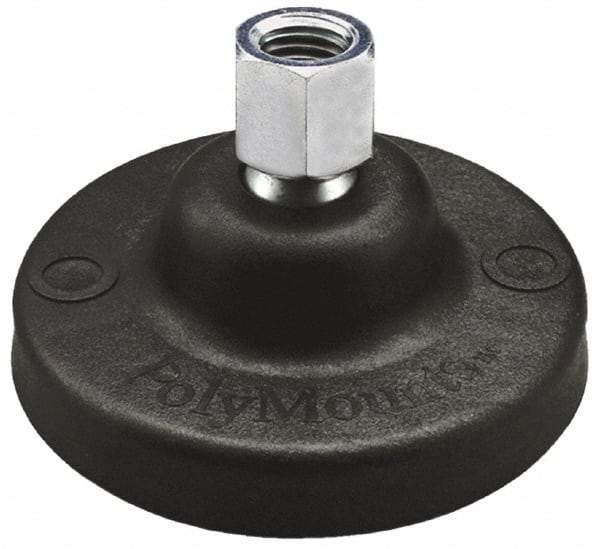 Gibraltar - 10000 Lb Capacity, 5/8-11 Thread, 2-1/4" OAL, Steel Stud, Tapped Pivotal Socket Mount Leveling Pad - 5" Base Diam, Nylon Pad, 7/8" Hex - Eagle Tool & Supply