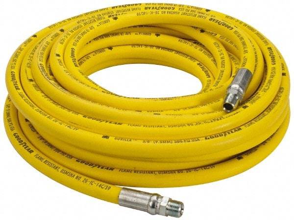 Continental ContiTech - 3/8" ID x 0.73" OD 50' Long Oil Resistant Air Hose - MNPT x MNPT Ends, 500 Working psi, -20 to 190°F, 3/8" Fitting, Yellow - Eagle Tool & Supply