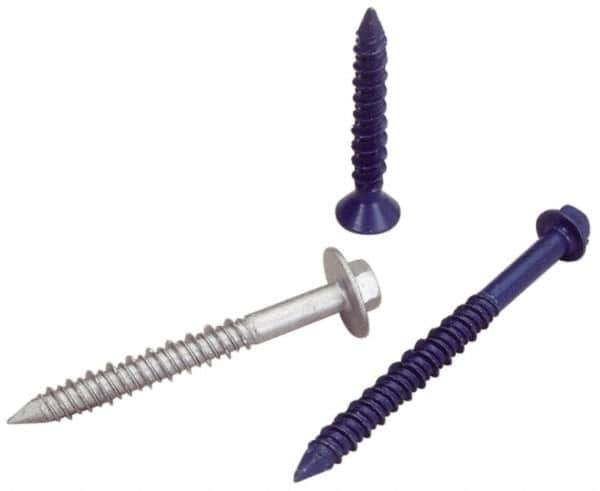 Elco - 1/4" Diam, 1-1/4" OAL, Phillips Drive, Concrete Screw & Masonry Fastener - Steel, Blue StalGard Finish, Includes #3 Drill Bit - Eagle Tool & Supply