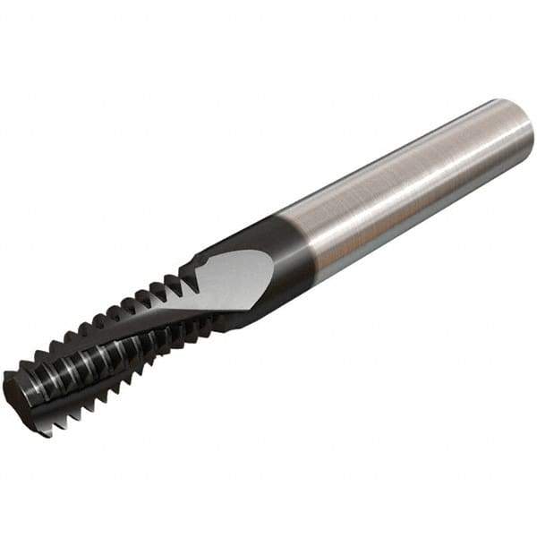 Iscar - 1/2-20 UNF, 3/8" Cutting Diam, 4 Flute, Solid Carbide Helical Flute Thread Mill - Internal Thread, 0.88" LOC, 3" OAL, 3/8" Shank Diam - Eagle Tool & Supply