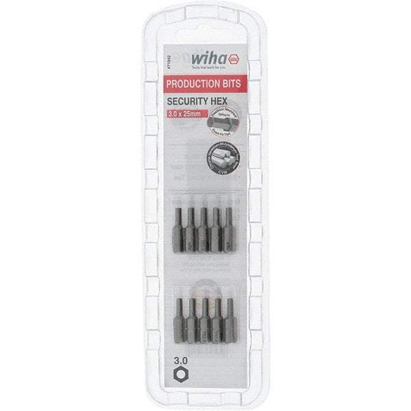 Wiha - 3mm Hex Screwdriver Bit - 1/4" Drive, 1" OAL - Eagle Tool & Supply