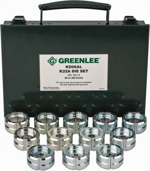 Greenlee - 8 AWG - 350 MCM Crimping Die Set - Use with Mfr's # EK628L11 - Eagle Tool & Supply