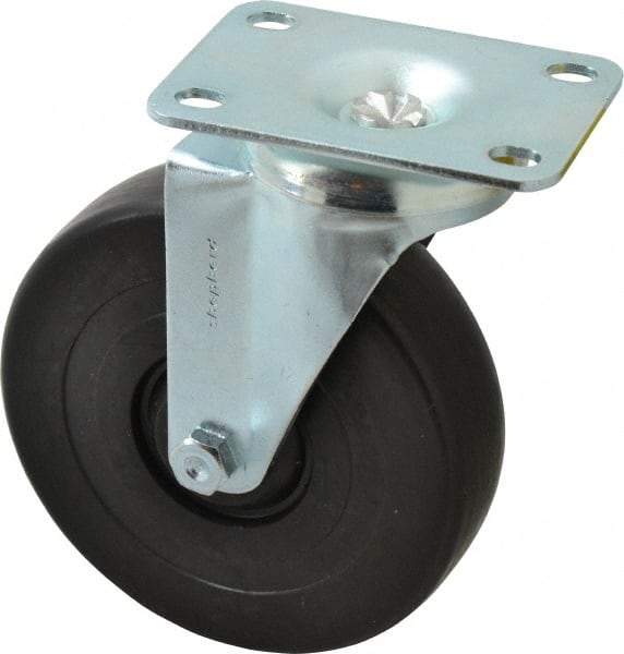 Shepherd - 5" Diam x 1-1/4" Wide x 6-1/4" OAH Top Plate Mount Swivel Caster - Polyolefin, 280 Lb Capacity, Nylon Bearing, 2-5/8 x 3-3/4" Plate - Eagle Tool & Supply