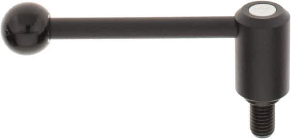 KIPP - 5/8-11, 1.3" Hub Diam, Steel Threaded Stud Adjustable Tension Lever with 0° Handle - 0.98" Stud Length, 5.3" OAL, 1.85" High - Eagle Tool & Supply