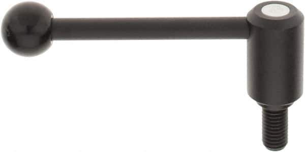 KIPP - 5/8-11, 1.3" Hub Diam, Steel Threaded Stud Adjustable Tension Lever with 0° Handle - 1.18" Stud Length, 5.3" OAL, 1.85" High - Eagle Tool & Supply