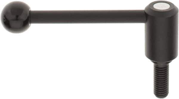KIPP - 5/8-11, 1.3" Hub Diam, Steel Threaded Stud Adjustable Tension Lever with 0° Handle - 1.57" Stud Length, 5.3" OAL, 1.85" High - Eagle Tool & Supply