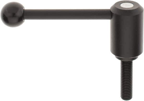 KIPP - 5/8-11, 1.61" Hub Diam, Steel Threaded Stud Adjustable Tension Lever with 0° Handle - 2.36" Stud Length, 5.3" OAL, 2.22" High - Eagle Tool & Supply