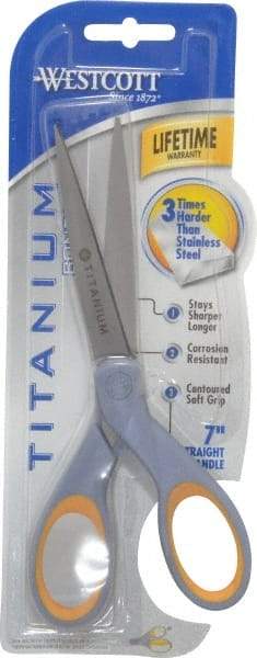 Clauss - 2-3/4" LOC, 7" OAL Titanium Standard Shears - Ambidextrous, Straight Handle, For General Purpose Use - Eagle Tool & Supply