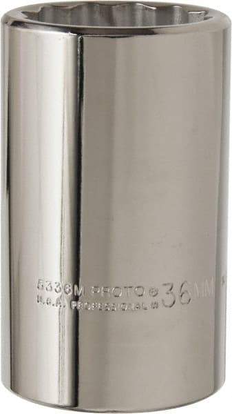 Proto - 1/2" Drive, Deep Hand Socket - 12 Points, 3-1/4" OAL, Alloy Steel, Chrome Finish - Eagle Tool & Supply