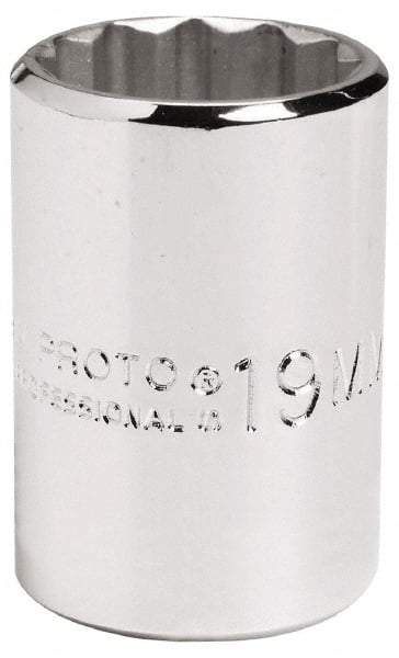 Proto - 1/2" Drive, Standard Hand Socket - 12 Points, 2-1/4" OAL, Alloy Steel, Chrome Finish - Eagle Tool & Supply