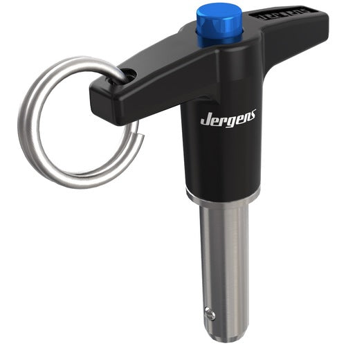 3/8″ Pin Diameter, 1-1/4″ Grip Length, T-Handle Kwik-Lok Pin, Stainless Steel, Black Finish