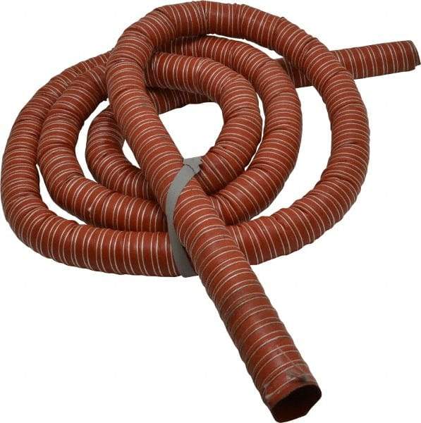 Hi-Tech Duravent - 1-1/2" ID, 16 Hg Vac Rating, 34 psi, Fiberglass Vacuum & Duct Hose - 12' Long, Brick Red, 1-1/2" Bend Radius, -75 to 500°F (Intermittent to 600) - Eagle Tool & Supply