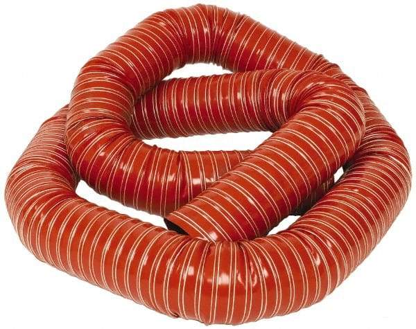Hi-Tech Duravent - 4" ID, 10 Hg Vac Rating, 26 psi, Fiberglass Vacuum & Duct Hose - 12' Long, Brick Red, 4" Bend Radius, -75 to 500°F (Intermittent to 600) - Eagle Tool & Supply