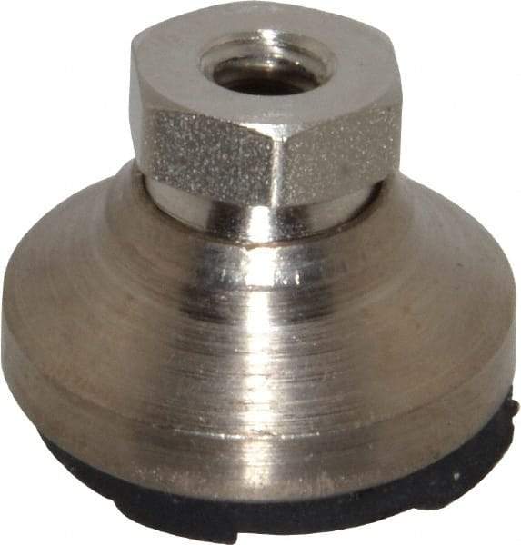 Gibraltar - 750 Lb Capacity, 1/4-20 Thread, 11/16" OAL, Steel Stud, Tapped Pivotal Socket Mount Leveling Pad - 1" Base Diam, Steel Pad, 1/2" Hex - Eagle Tool & Supply