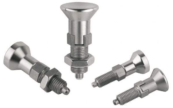 Gibraltar - M20x1.5, 25mm Thread Length, 10mm Plunger Diam, Lockout Knob Handle Indexing Plunger - Plunger Style D, 28mm Body Length, 74mm OAL, Stainless Steel - Eagle Tool & Supply