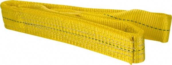 Lift-All - 4' Long x 2" Wide, 6,400 Lb Vertical Capacity, 2 Ply, Polyester Web Sling - 5,000 Lb Choker Capacity, Yellow - Eagle Tool & Supply