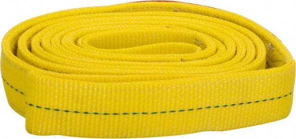 Lift-All - 12' Long x 2" Wide, 6,400 Lb Vertical Capacity, 2 Ply, Polyester Web Sling - 5,000 Lb Choker Capacity, Yellow - Eagle Tool & Supply