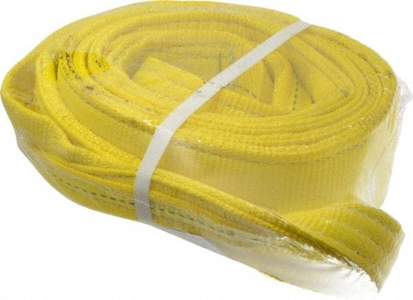 Lift-All - 10' Long x 3" Wide, 8,600 Lb Vertical Capacity, 2 Ply, Polyester Web Sling - 6,900 Lb Choker Capacity, Yellow - Eagle Tool & Supply