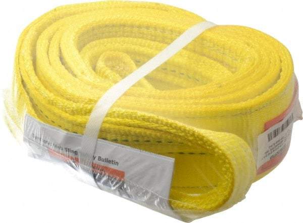 Lift-All - 8' Long x 3" Wide, 8,600 Lb Vertical Capacity, 2 Ply, Polyester Web Sling - 6,900 Lb Choker Capacity, Yellow - Eagle Tool & Supply