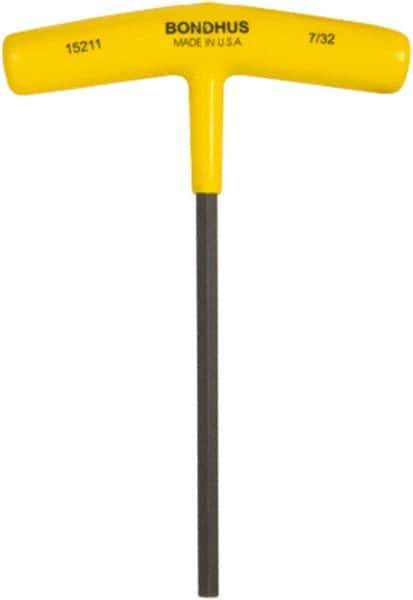 Bondhus - 1/8" Hex, T-Handle Cushion Grip, Hex Key - 6" OAL, Protanium High Torque Steel, Inch System of Measurement - Eagle Tool & Supply