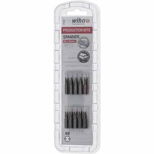 Wiha - 1/4" Drive, #8 Spanner Screwdriver Bit - 1" OAL - Eagle Tool & Supply