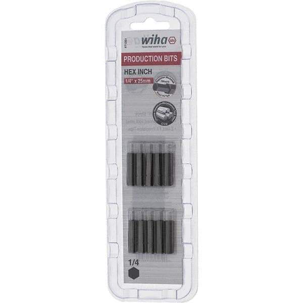Wiha - 1/4" Hex Screwdriver Bit - 1/4" Drive, 1" OAL - Eagle Tool & Supply