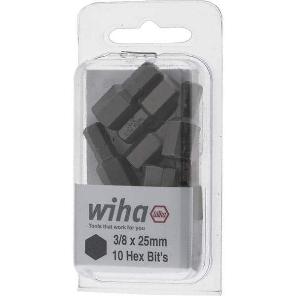 Wiha - 3/8" Hex Screwdriver Bit - 1/4" Drive, 1" OAL - Eagle Tool & Supply