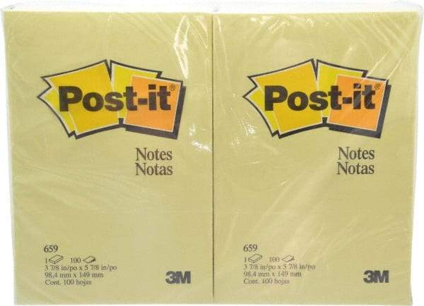 3M - 100 Sheet, 4 x 6", Note Pad/Writing Pad/Notebook - Yellow - Eagle Tool & Supply
