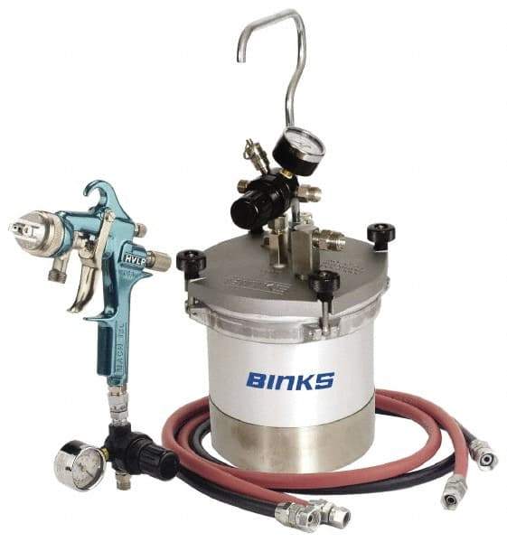 Binks - High Volume/Low Pressure Paint Spray Gun - 2 Qt Capacity, 10 Max psi, 12 Max CFM, For High Solids, Industrial Automotive, Waterborne - Eagle Tool & Supply